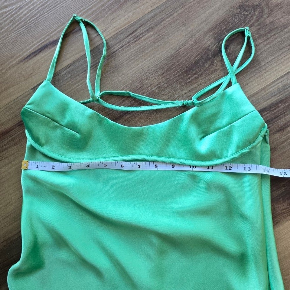 Zara Mint Green Satin Midi Slip Camisole Dress Backless Strappy Womens S Chic - Picture 11 of 16